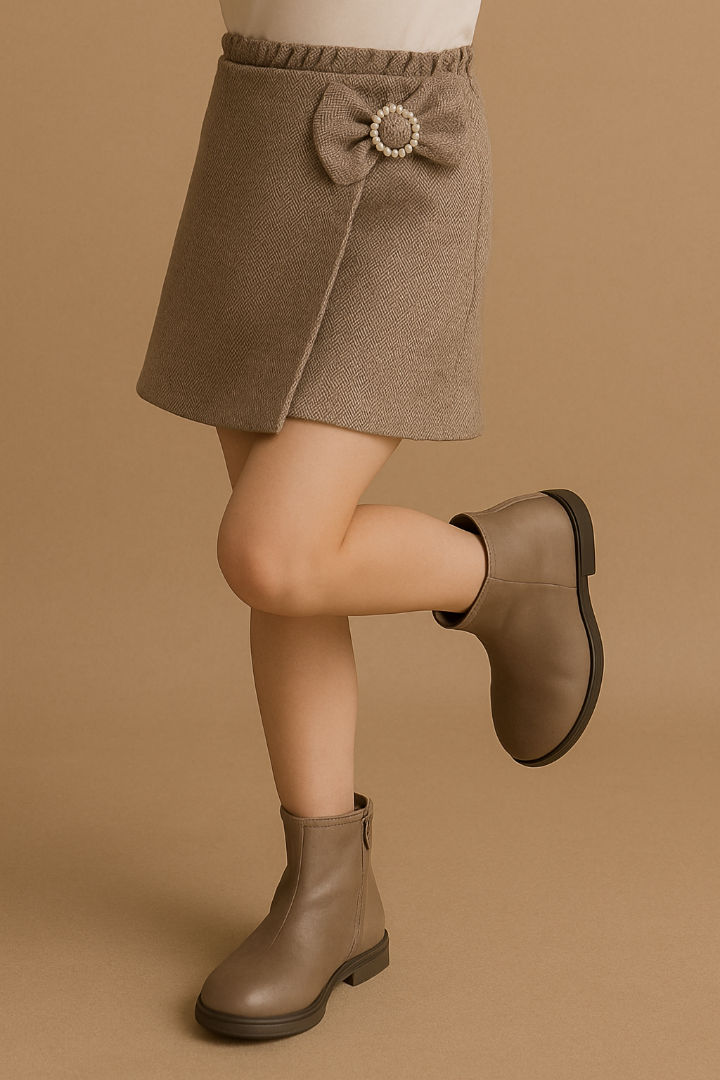 Taupe broekrok met overslag voor meisjes