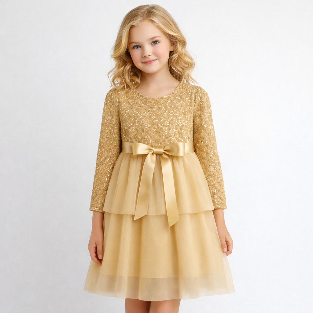 Gouden glitterjurk voor meisjes