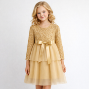 Gouden glitterjurk voor meisjes