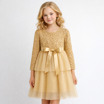 Gouden glitterjurk voor meisjes