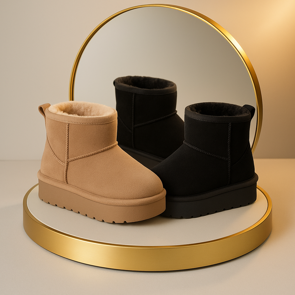 Zwarte cozy platform boots met imitatiebont voor meisjes