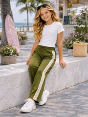 Leger- groene broek met gouden hartjes voor meisjes