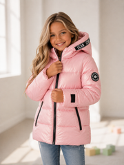 ICON Meisjes Winterjas Roze – Gewatteerde Jas met Capuchon