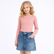 Roze glitter rib top met strass – meisjes