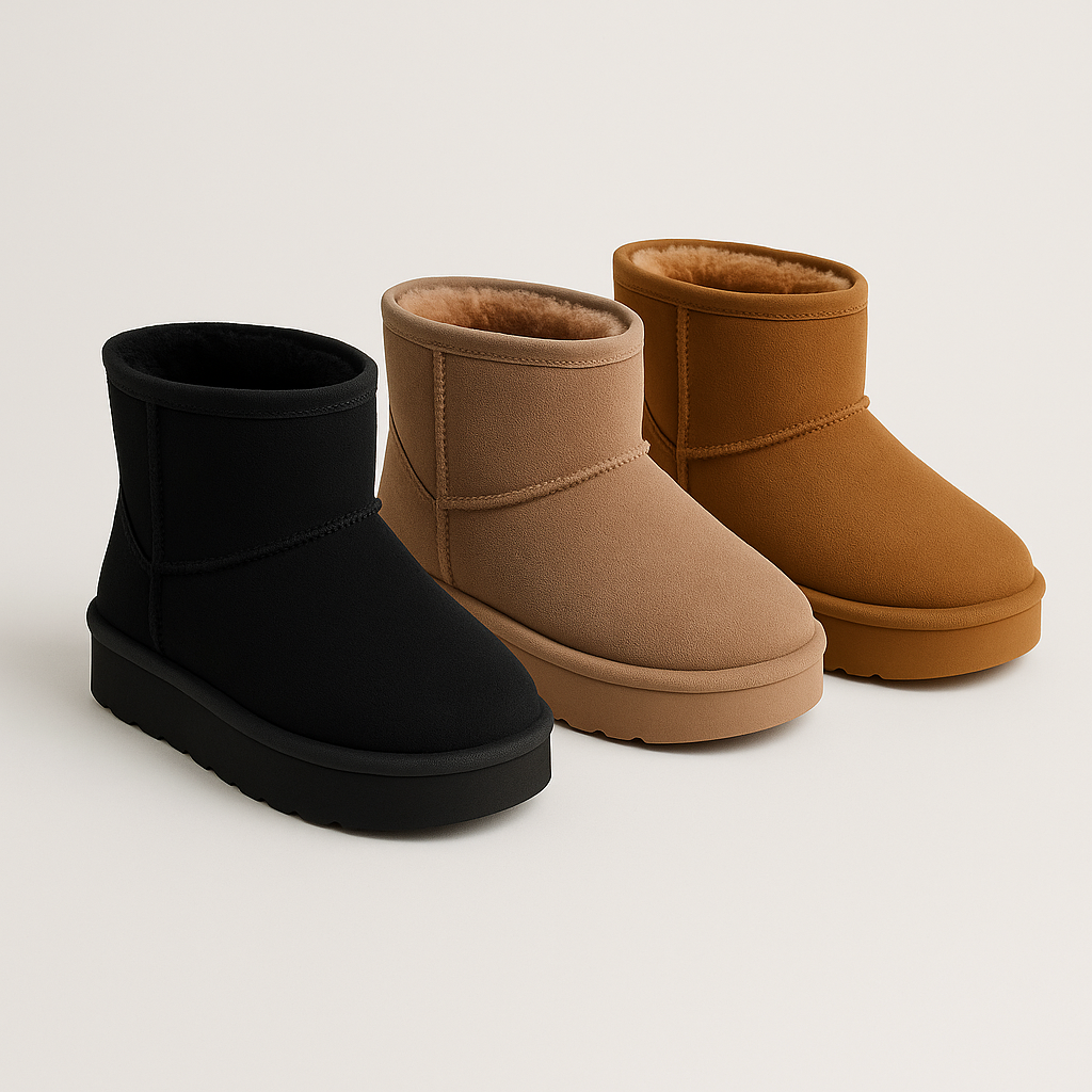 Kaki cozy platform boots met imitatiebont voor meisjes