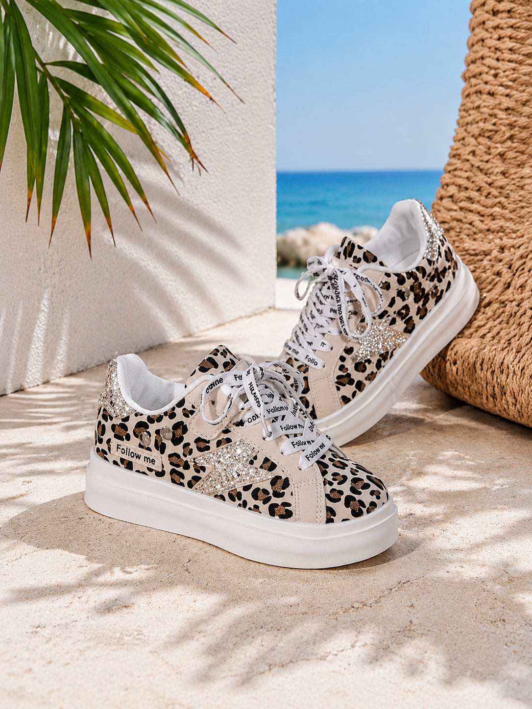 Sneaker panterprint en glitter