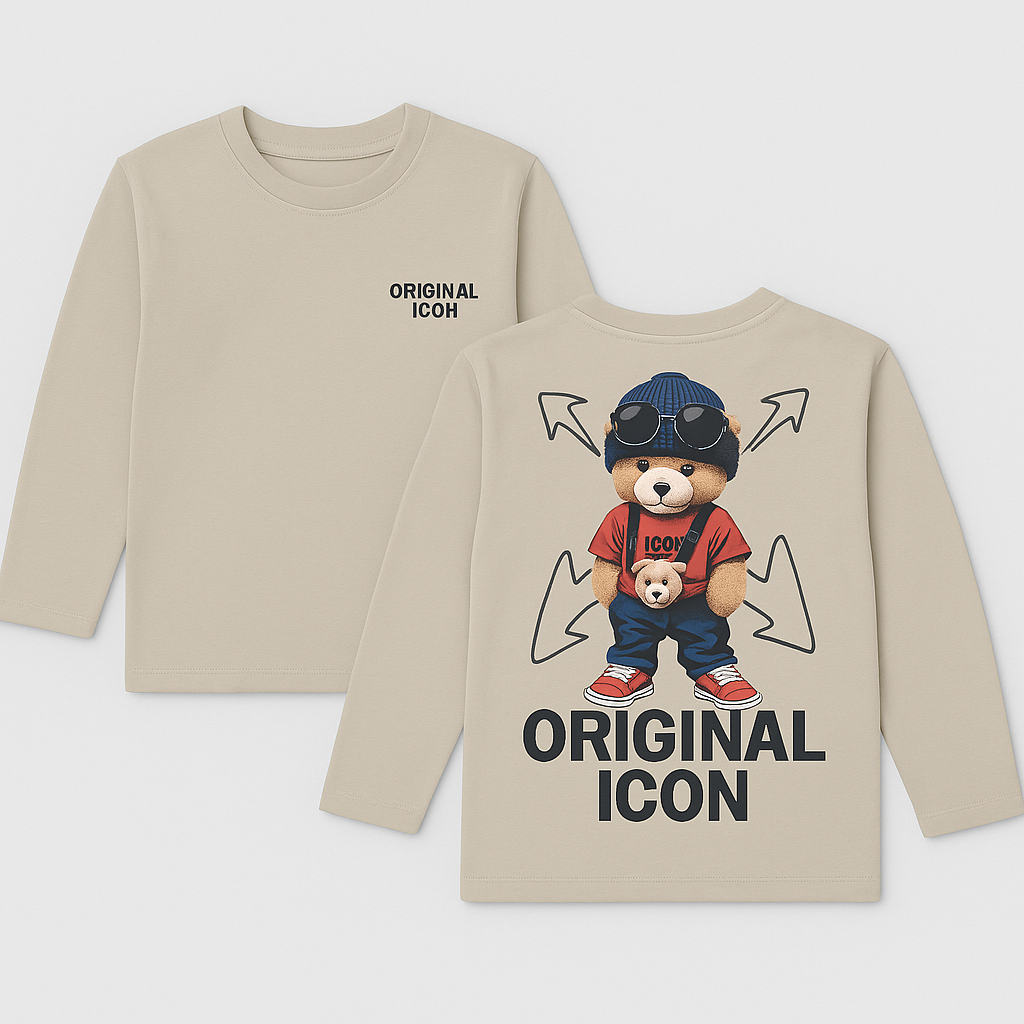 ICON Beige longsleeve met print voor jongens
