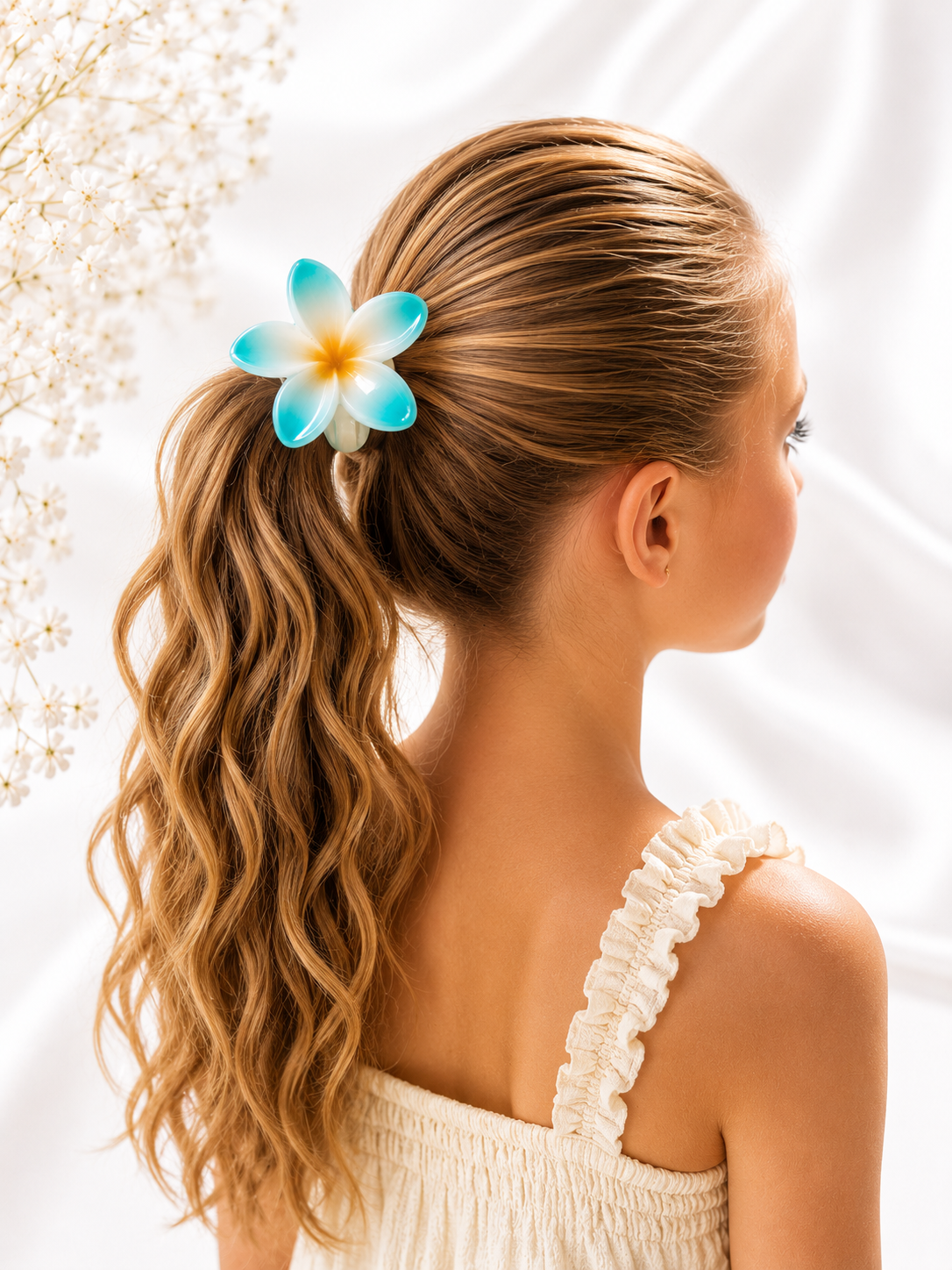 Turquoise Tropical Bloem haarklem voor meisjes
