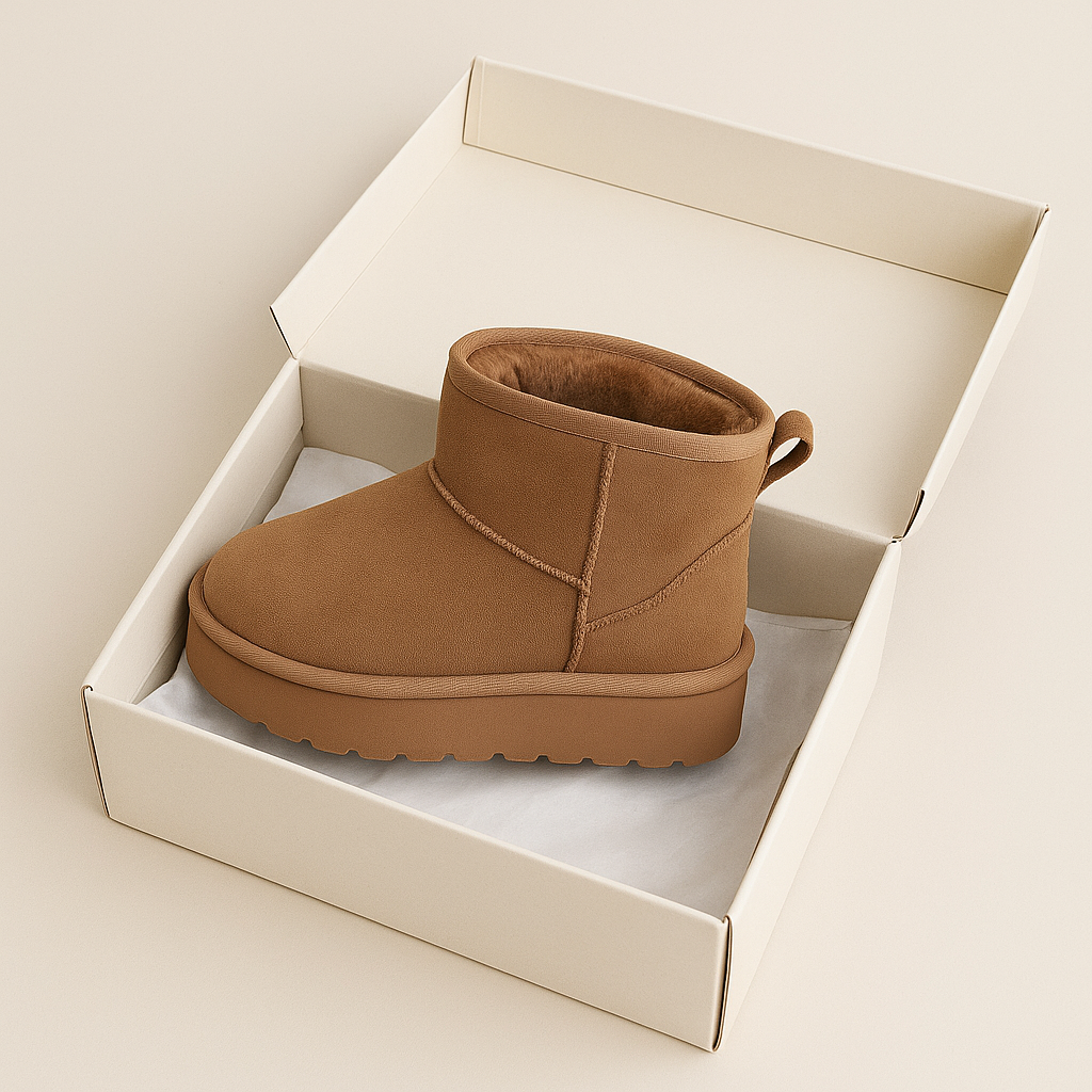 Kaki cozy platform boots met imitatiebont voor meisjes