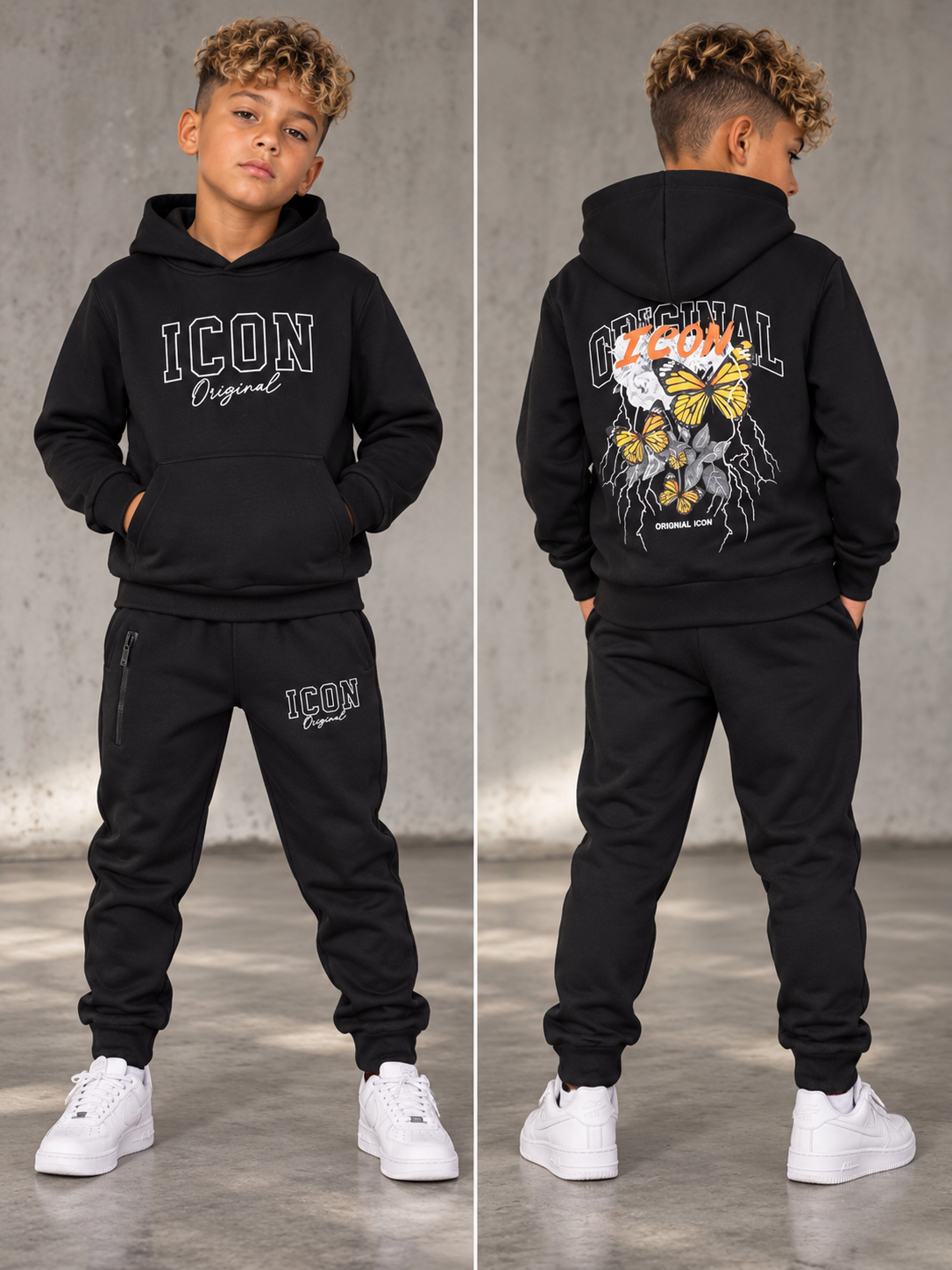 ICON Jongens Joggingpak Zwart – Hoodie & Joggingbroek | 4–14 Jaar