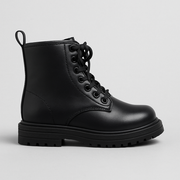Zwarte gevoerde combat boots met veters voor meisjes