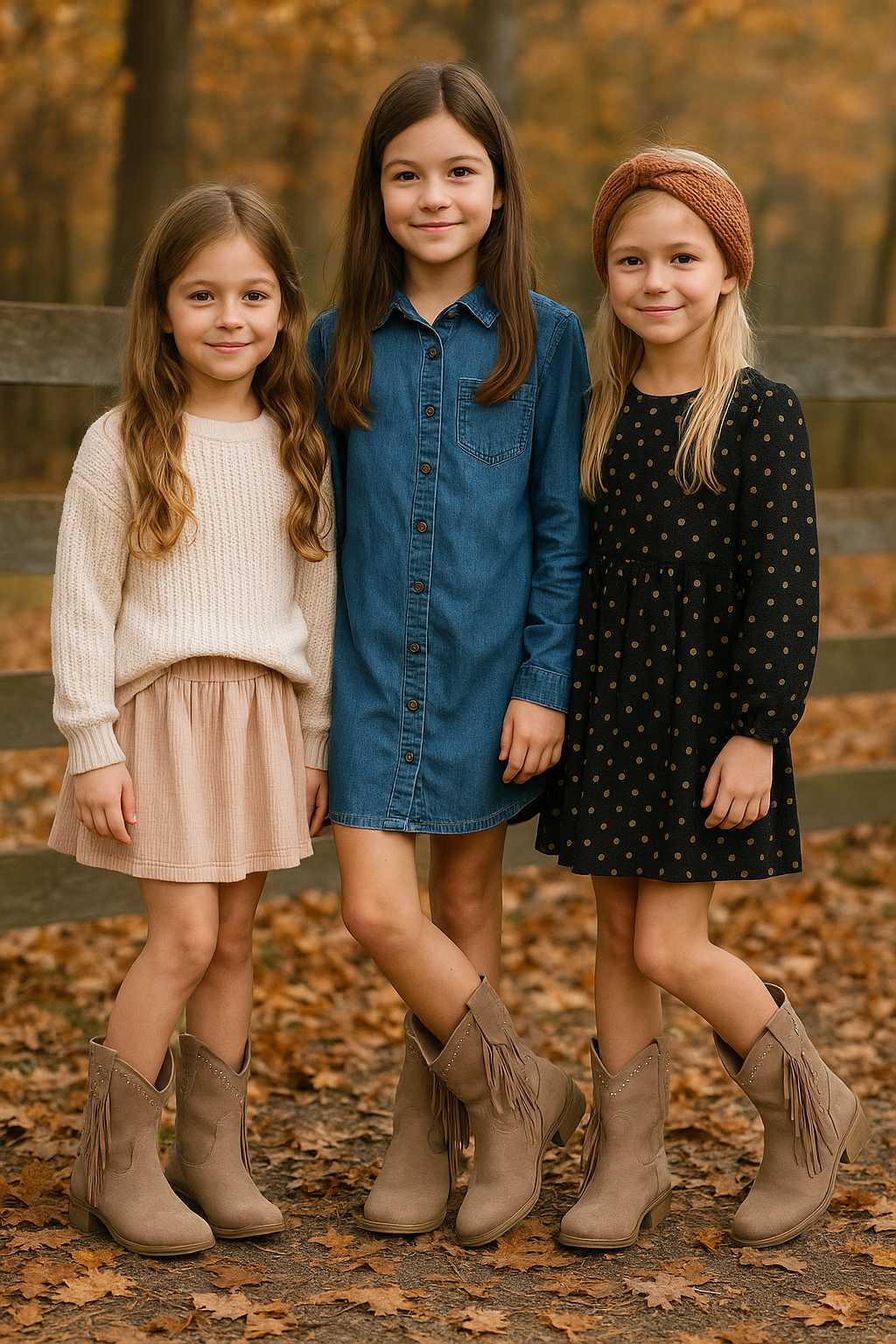 Suède look western laarsjes met franjes & studs voor meisjes