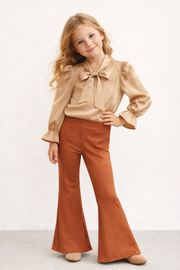 Bruine flared broek met stretch voor meisjes