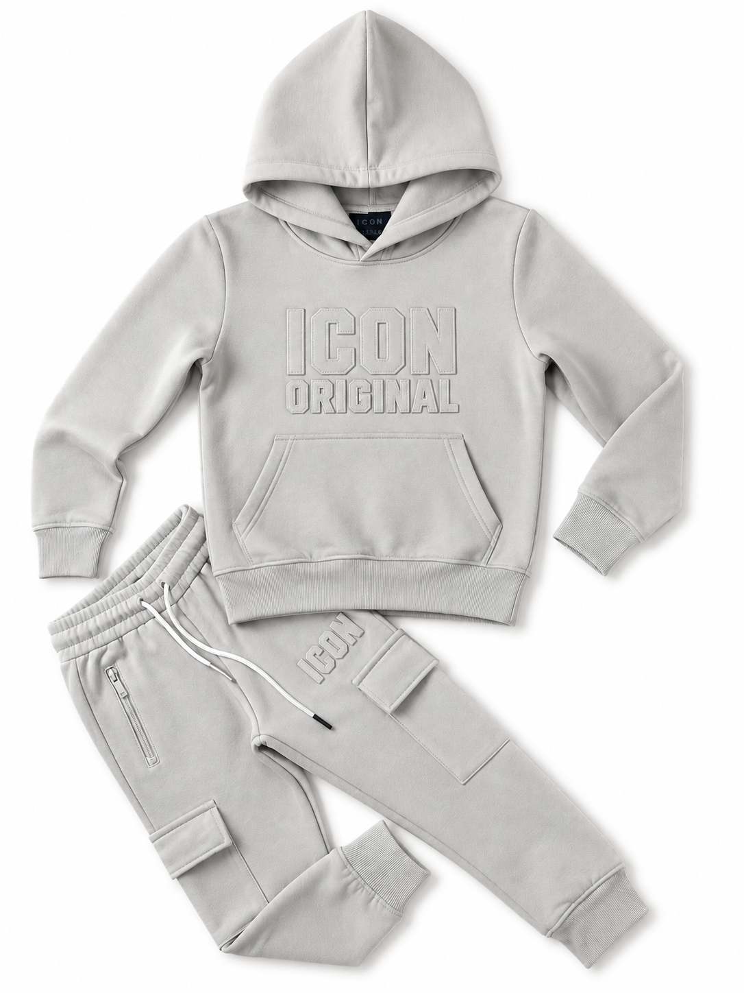 ICON Original Jongens Joggingpak Grijs – Hoodie & Cargo Broek