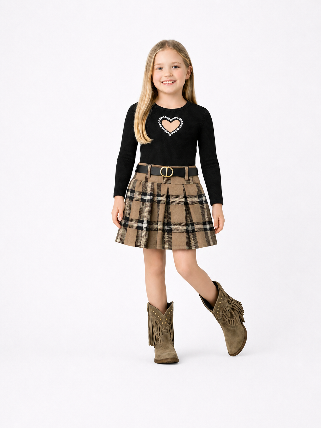 Zwarte top met hartdetail voor meisjes