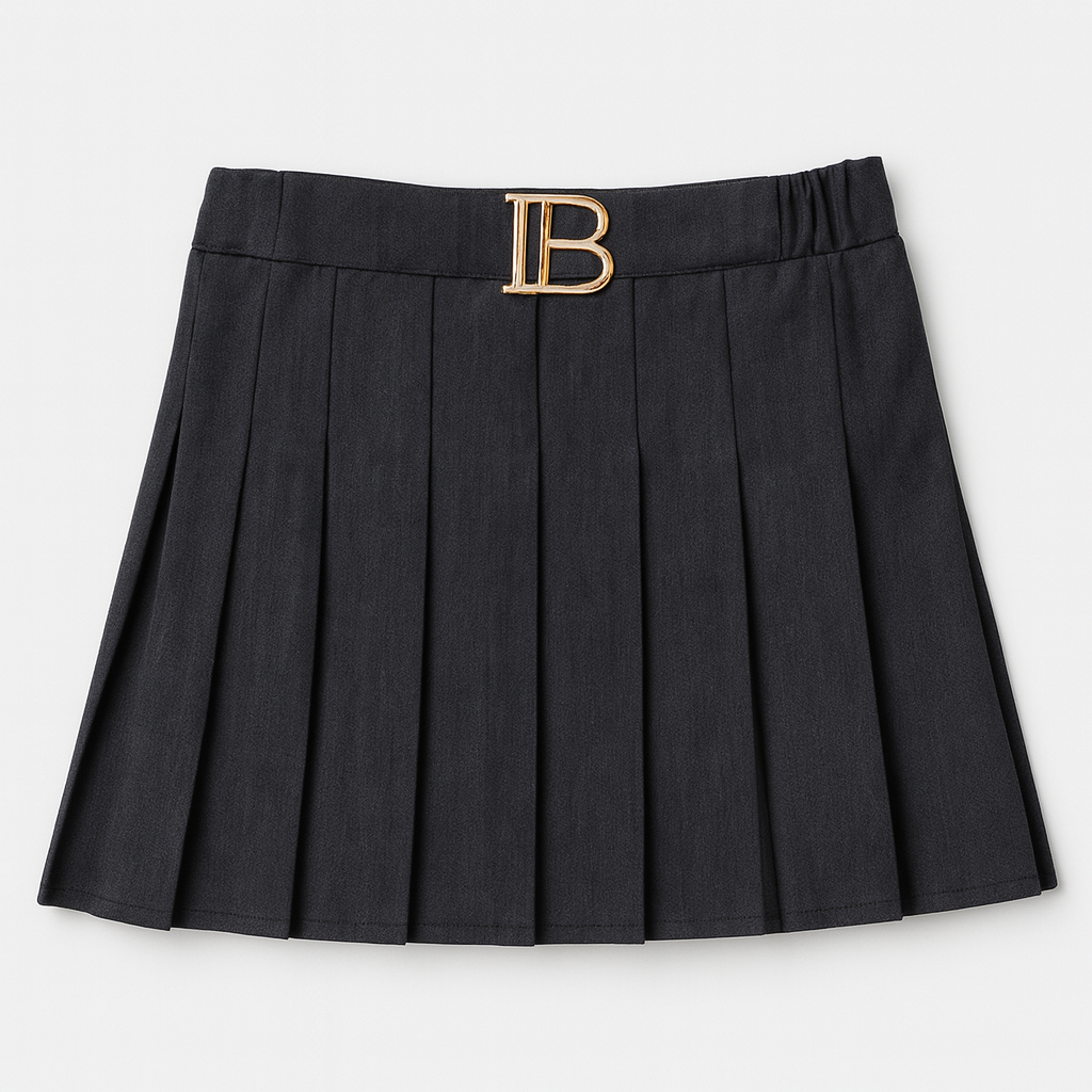 Grey Gold Buckle Skirt