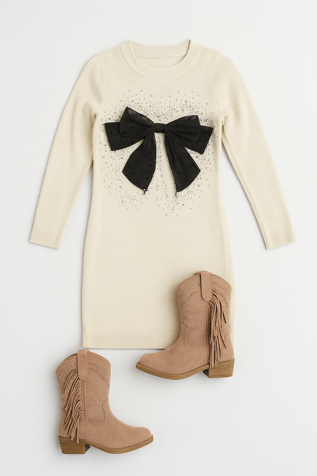 Cream Luxe Strikjurk