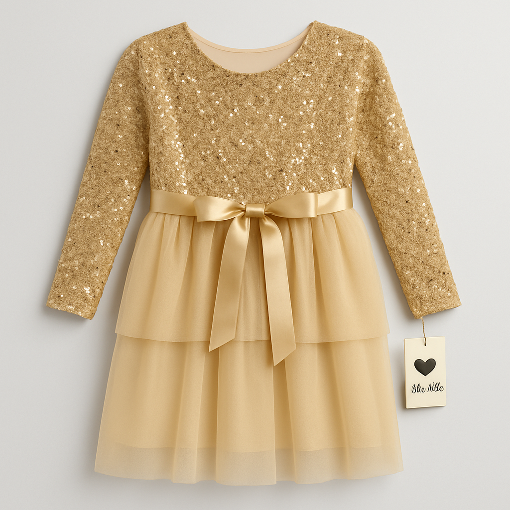 Gouden glitterjurk voor meisjes