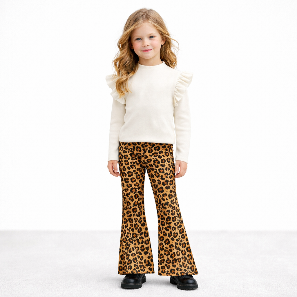 Panterprint flared broek voor meisjes