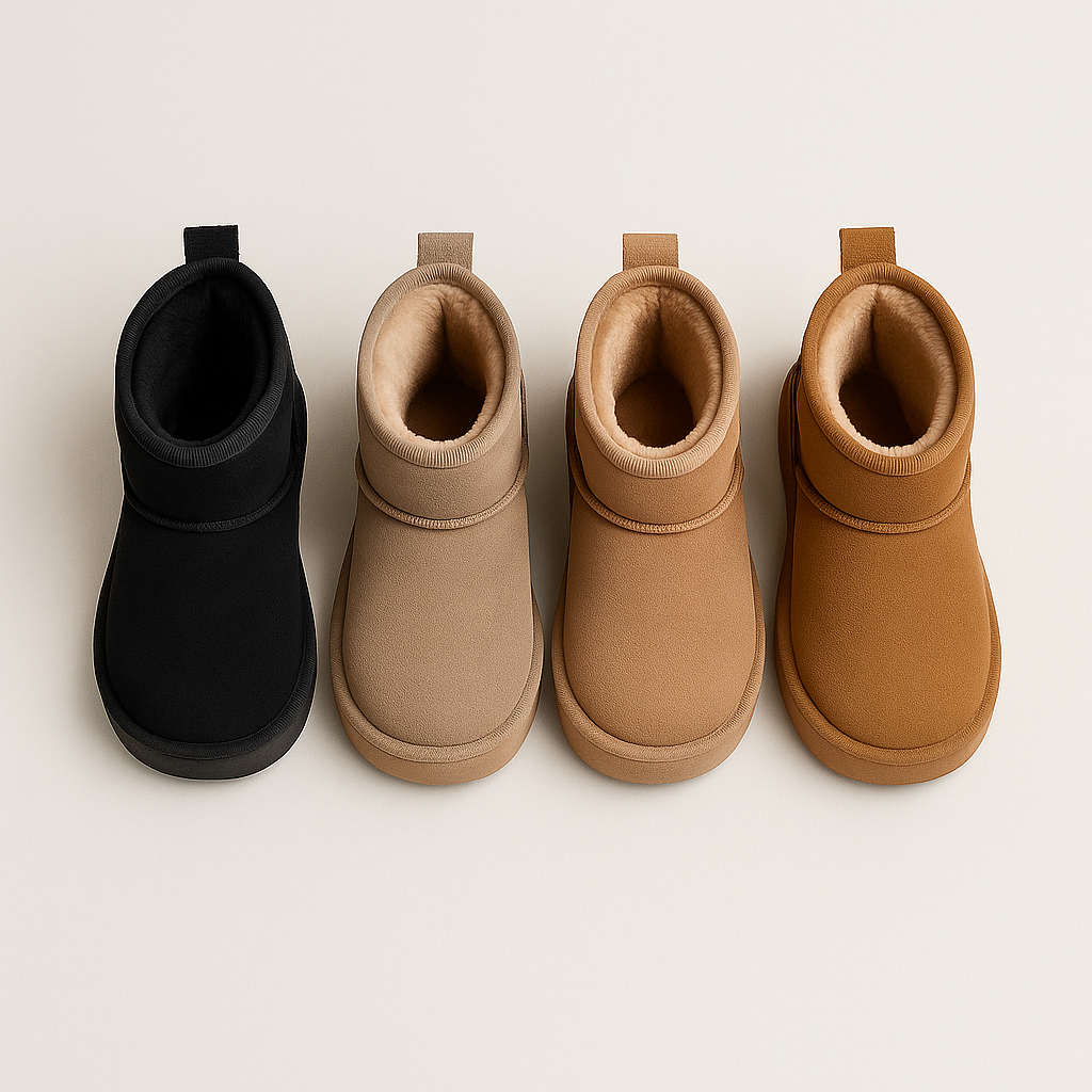 Kaki cozy platform boots met imitatiebont voor meisjes