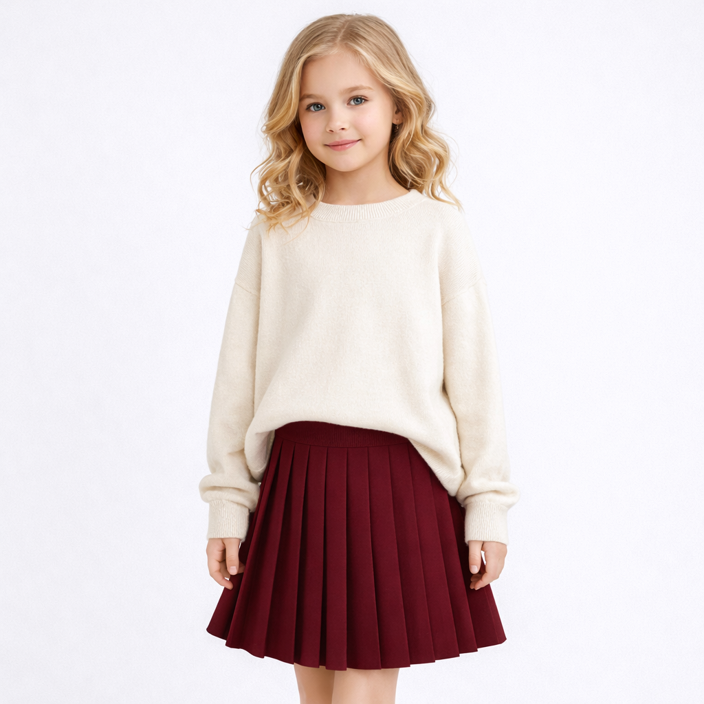 Bordeaux Plissé Rok voor meisjes