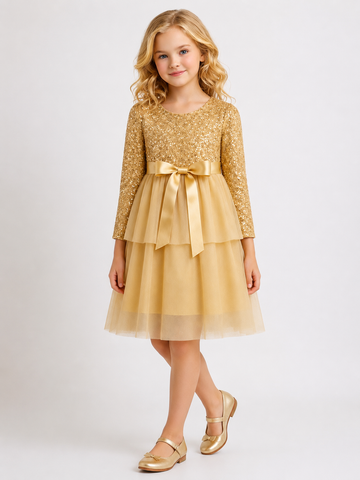 Gouden glitterjurk voor meisjes
