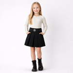 Zwarte glitterrok met ceintuur voor meisjes