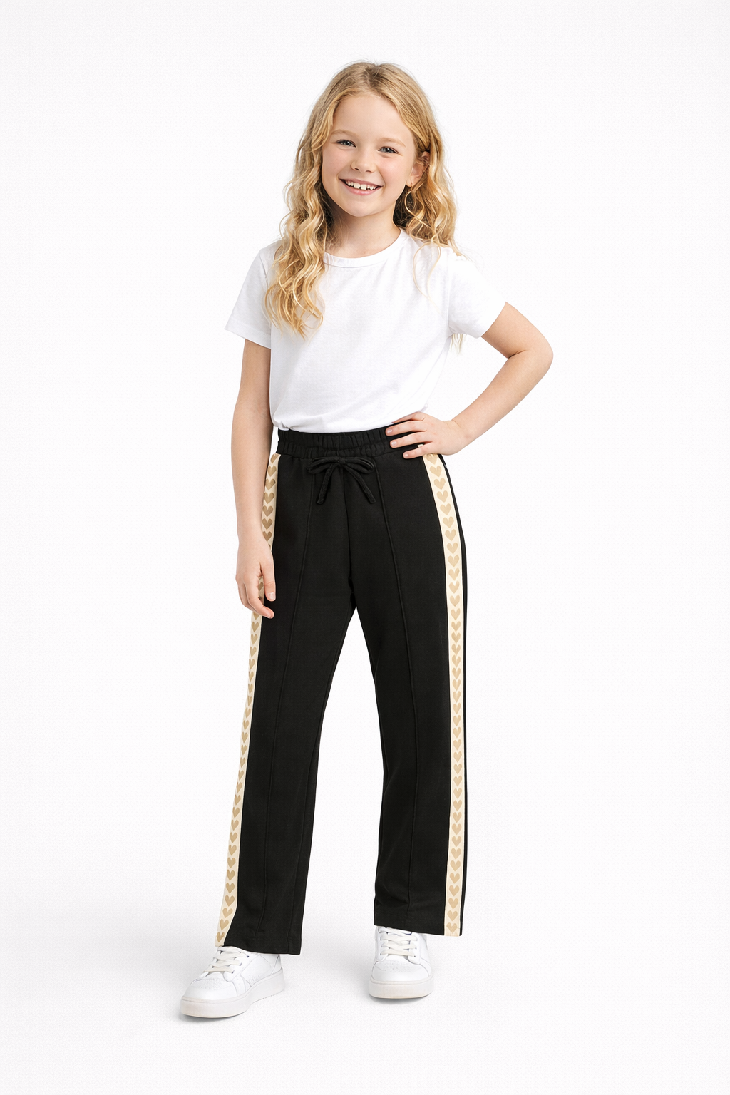 Zwarte flared broek met sierband voor meisjes