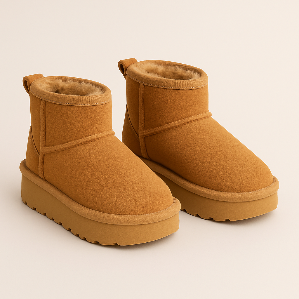 Camel cozy platform boots met imitatiebont voor meisjes
