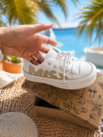 Stijlvolle Witte Meisjes Sneaker met Kaki Print – Comfortabel & Trendy