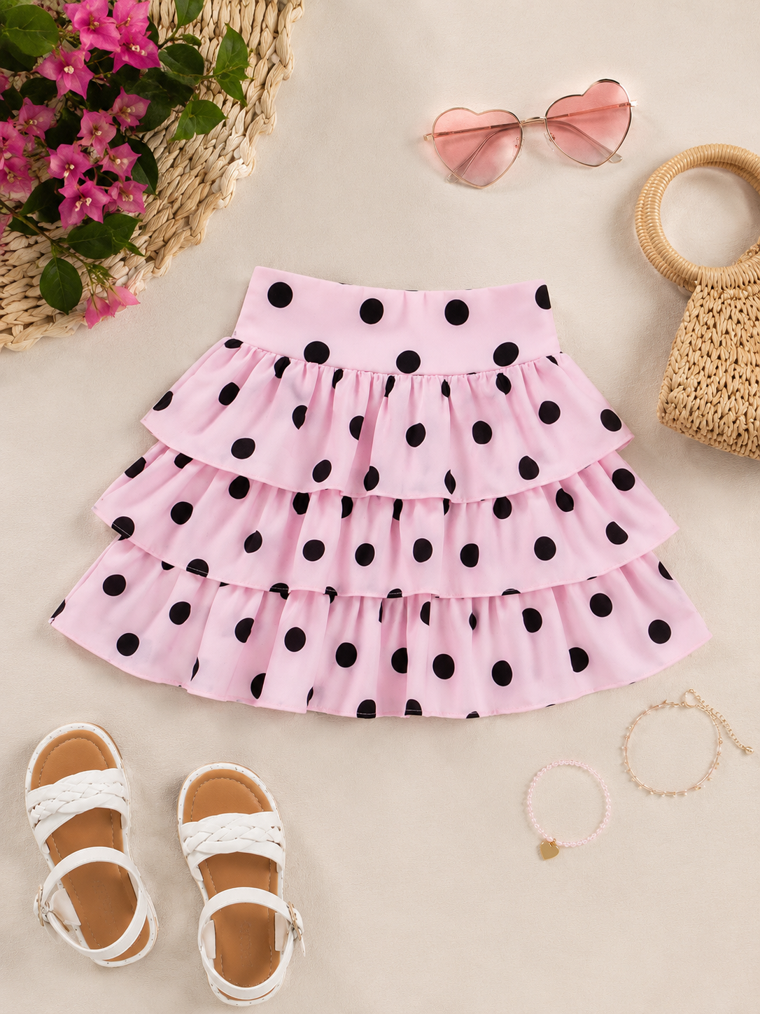 Roze Polka Dot Rokje voor meisjes