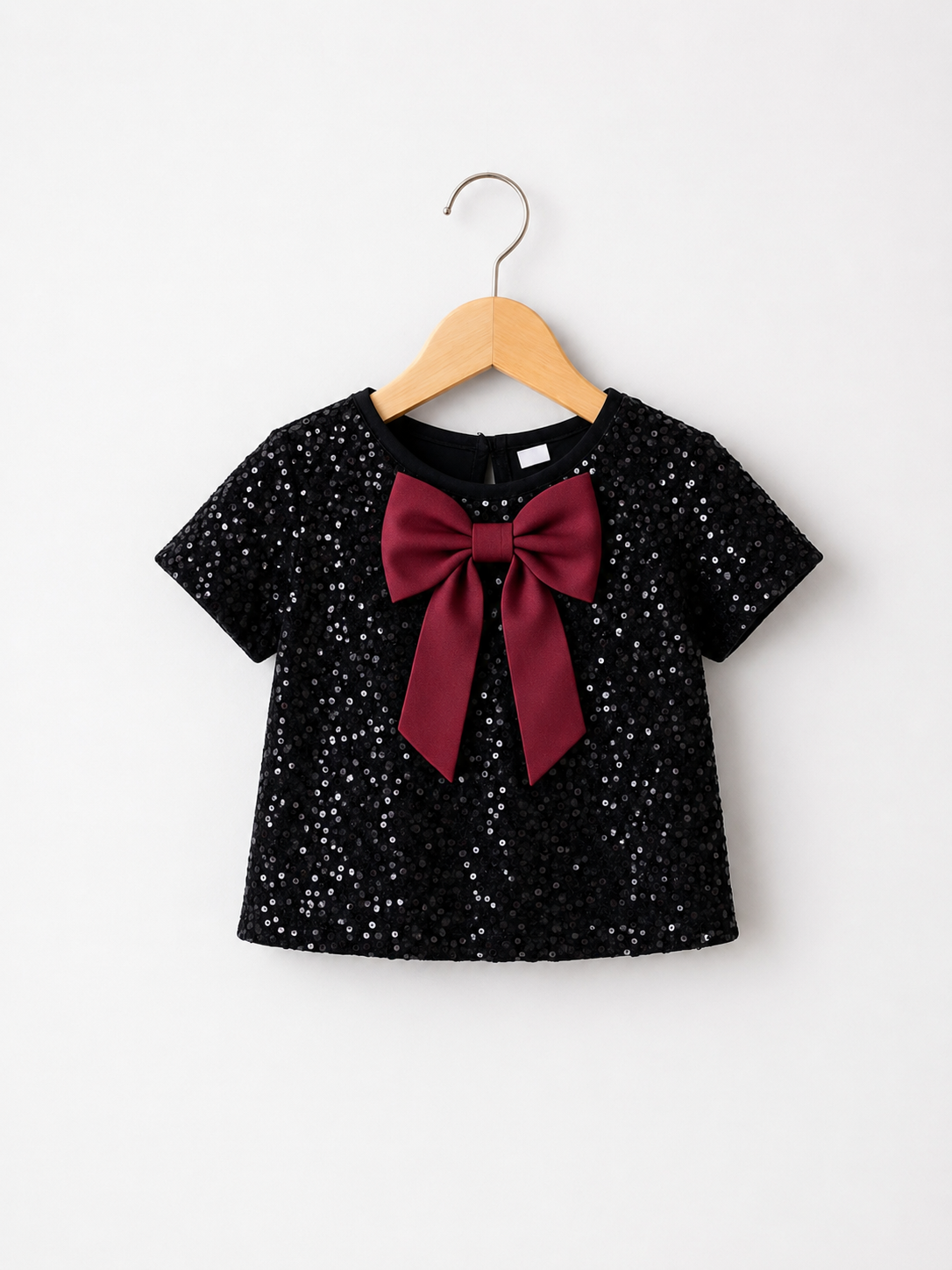 Zwarte glitter top met strikdetail voor meisjes