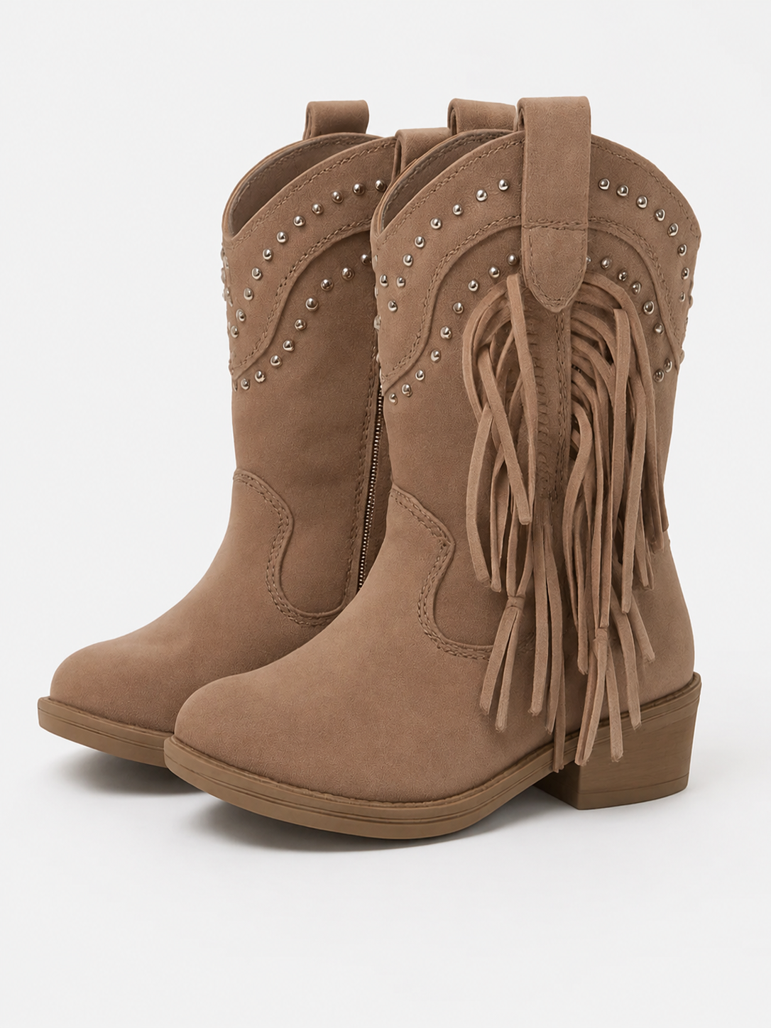 Suède look western laarsjes met franjes & studs voor meisjes