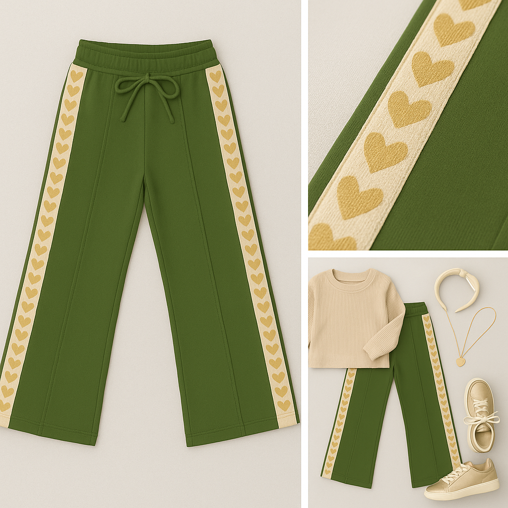 Heartline Flared Pants- Army Green