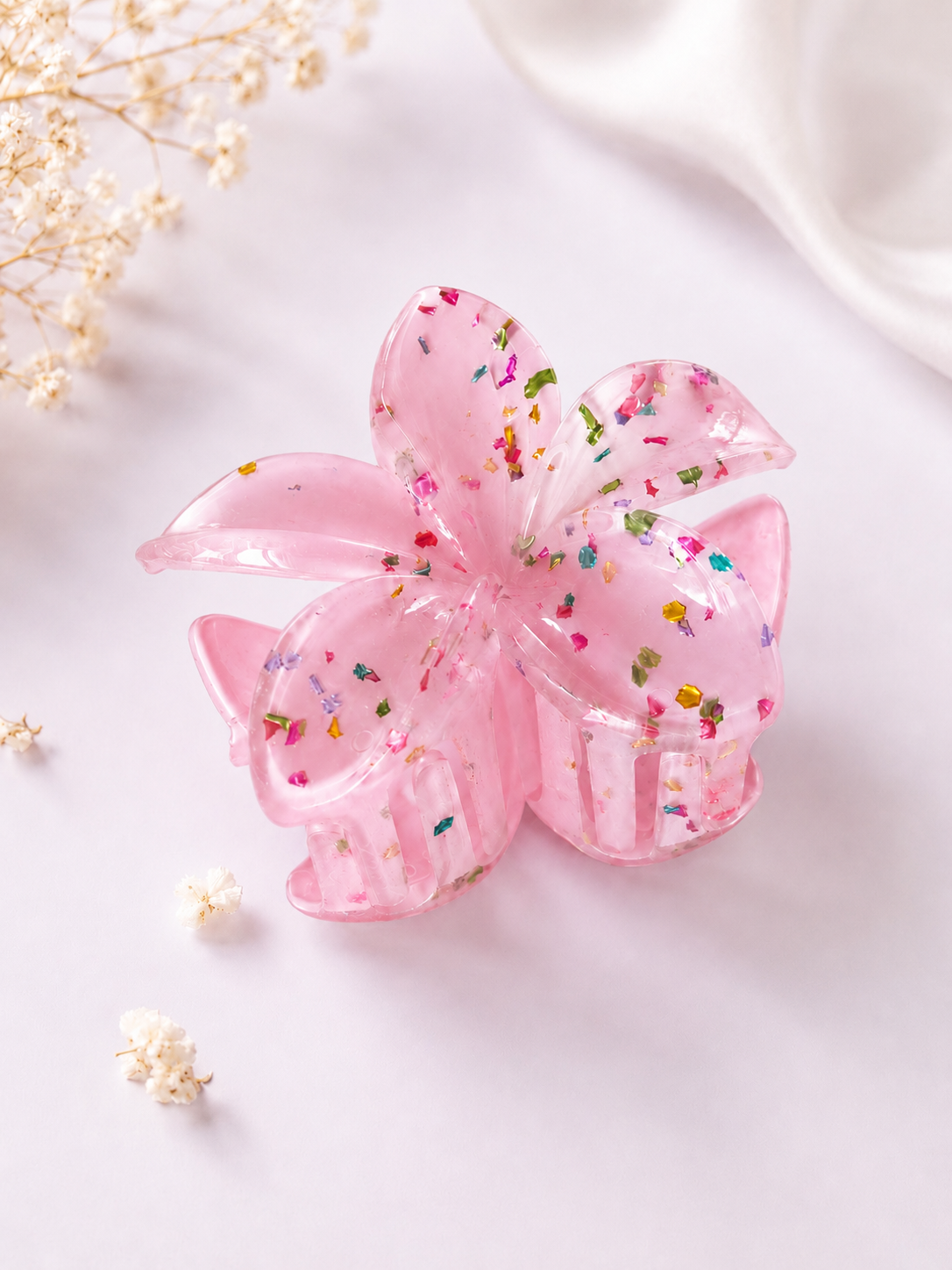 Sweet pink Glitter Bloom Haarklem