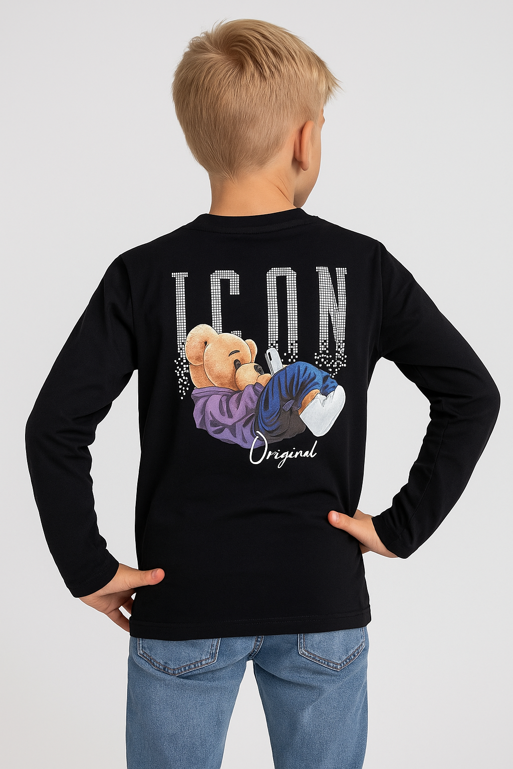 ICON zwarte longsleeve met print voor jongens