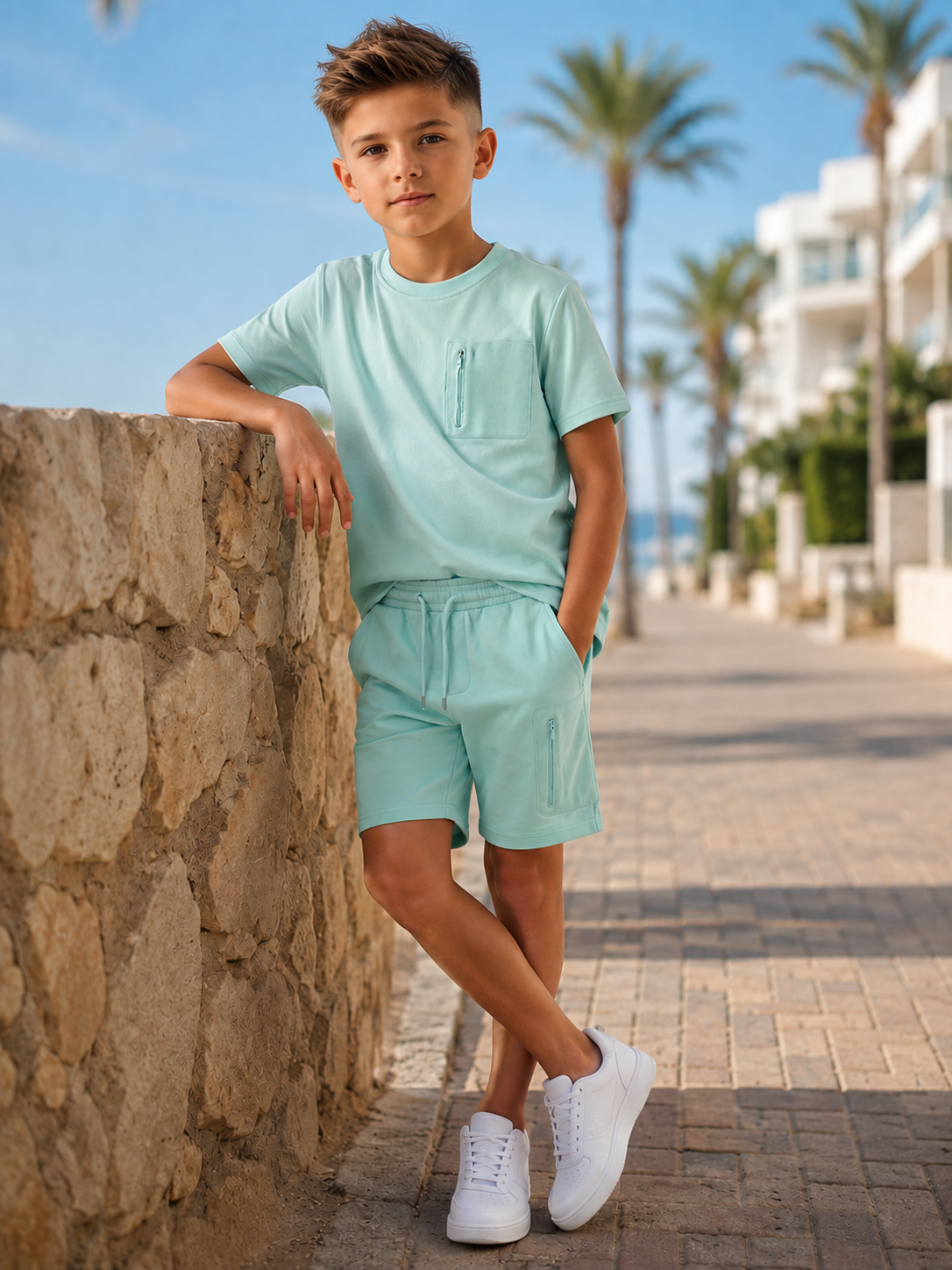 Mint Groene ICON | Jongens Zomerset –T-Shirt en Short