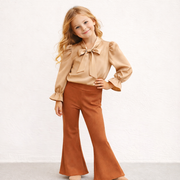 Bruine flared broek met stretch voor meisjes