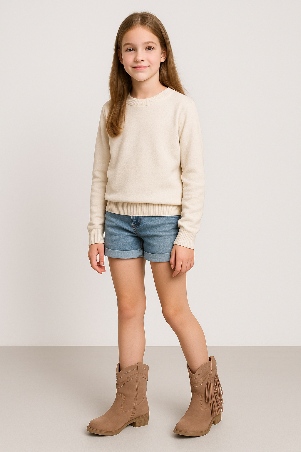 Suède look western laarsjes met franjes & studs voor meisjes