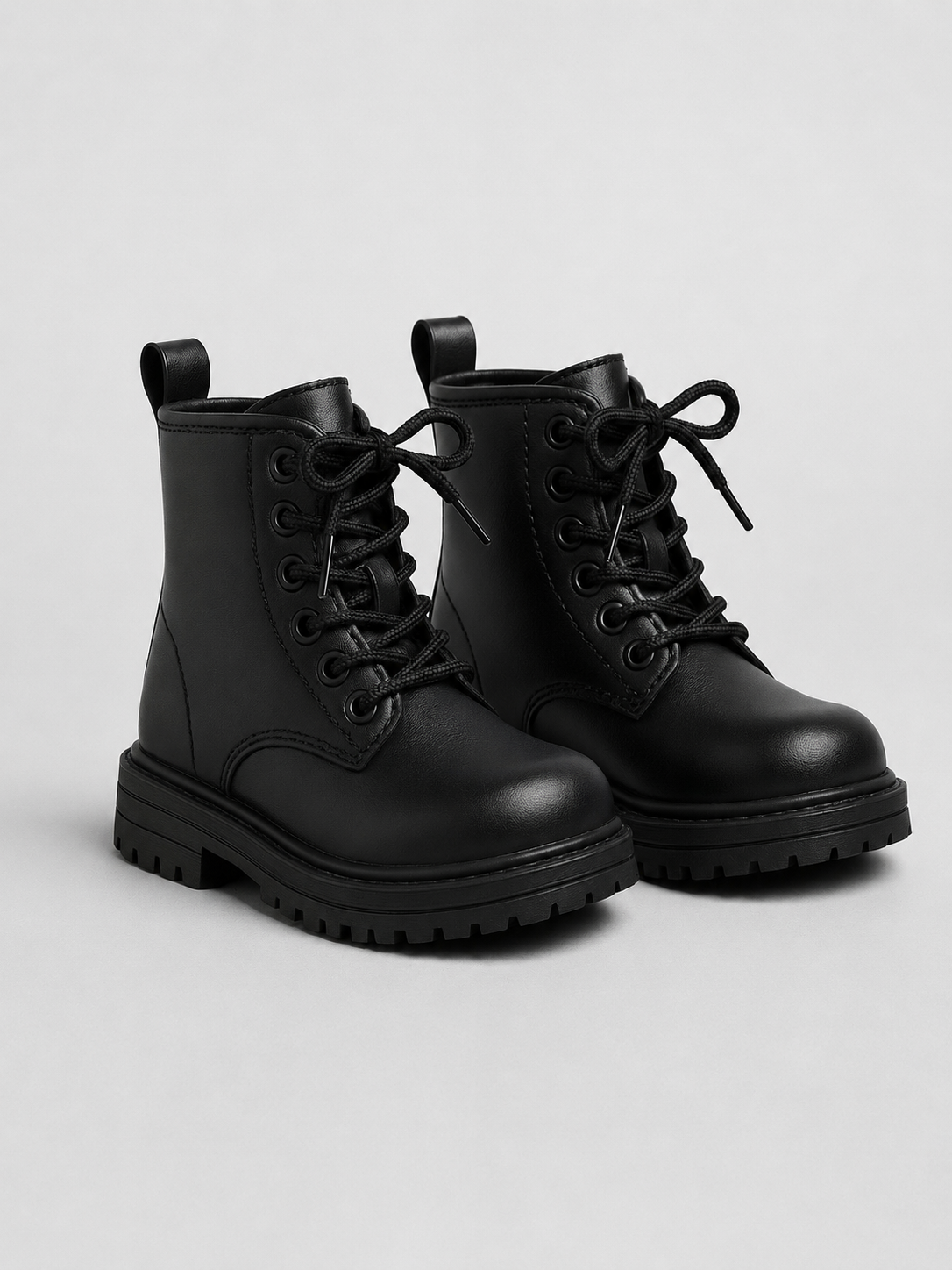 Zwarte gevoerde combat boots met veters voor meisjes