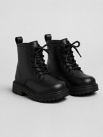 Zwarte gevoerde combat boots met veters voor meisjes