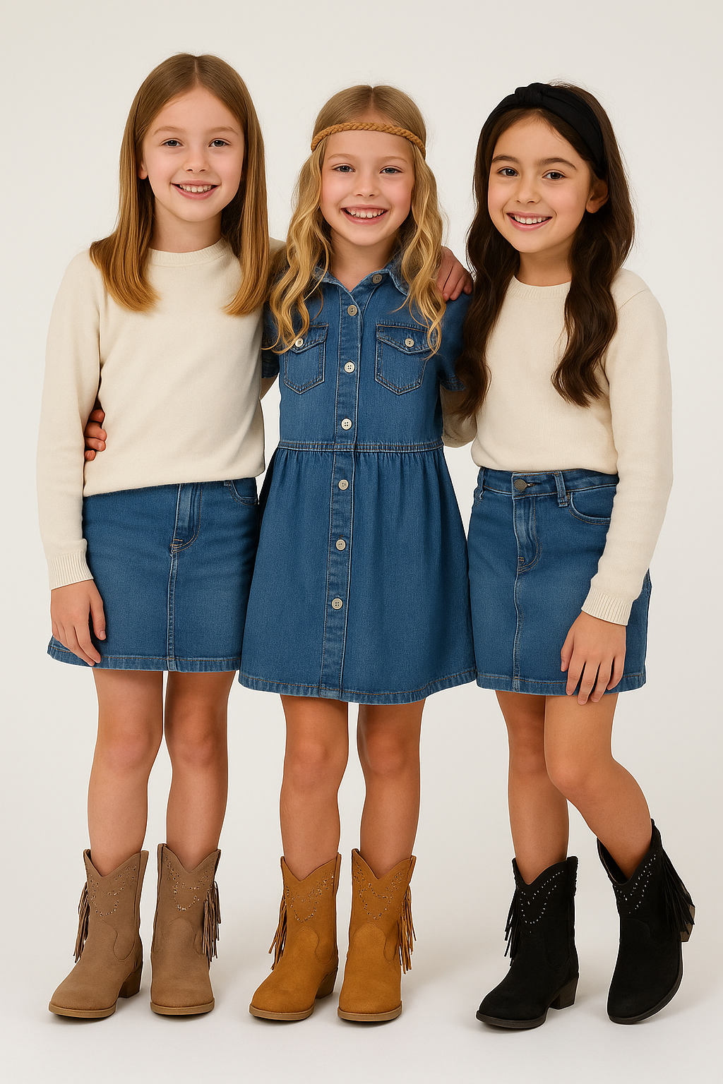 Camel suède look western laarsjes met franjes voor meisjes