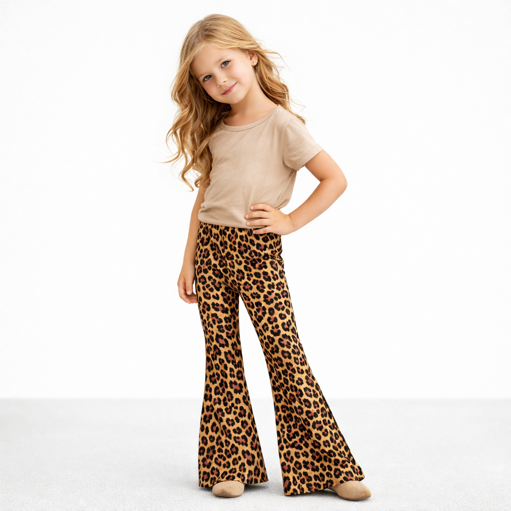 Panterprint flared broek voor meisjes