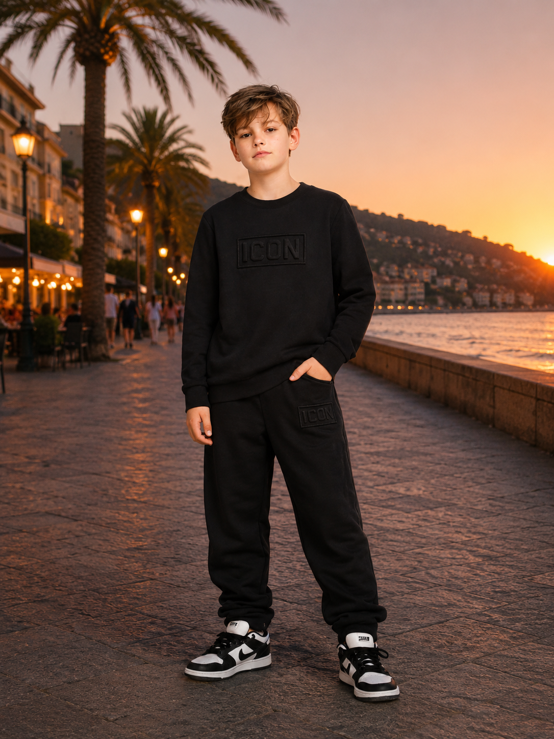 Black ICON Joggingset – Luxe Streetstyle voor Jongens