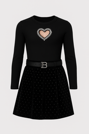 Black Sparkle Heart Party Look