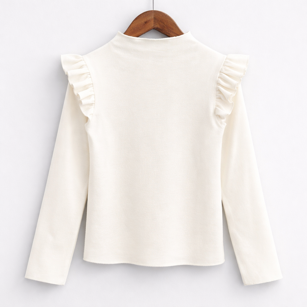 Zandkleurige top met rushes voor meisjes