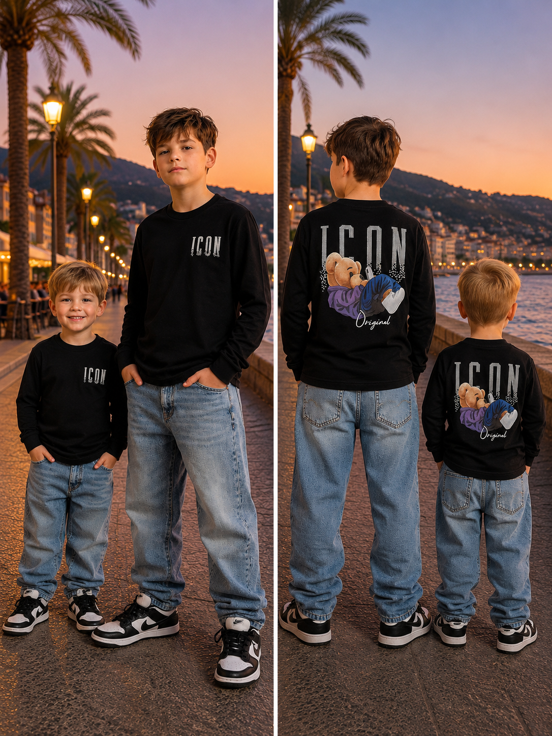ICON zwarte longsleeve met print voor jongens