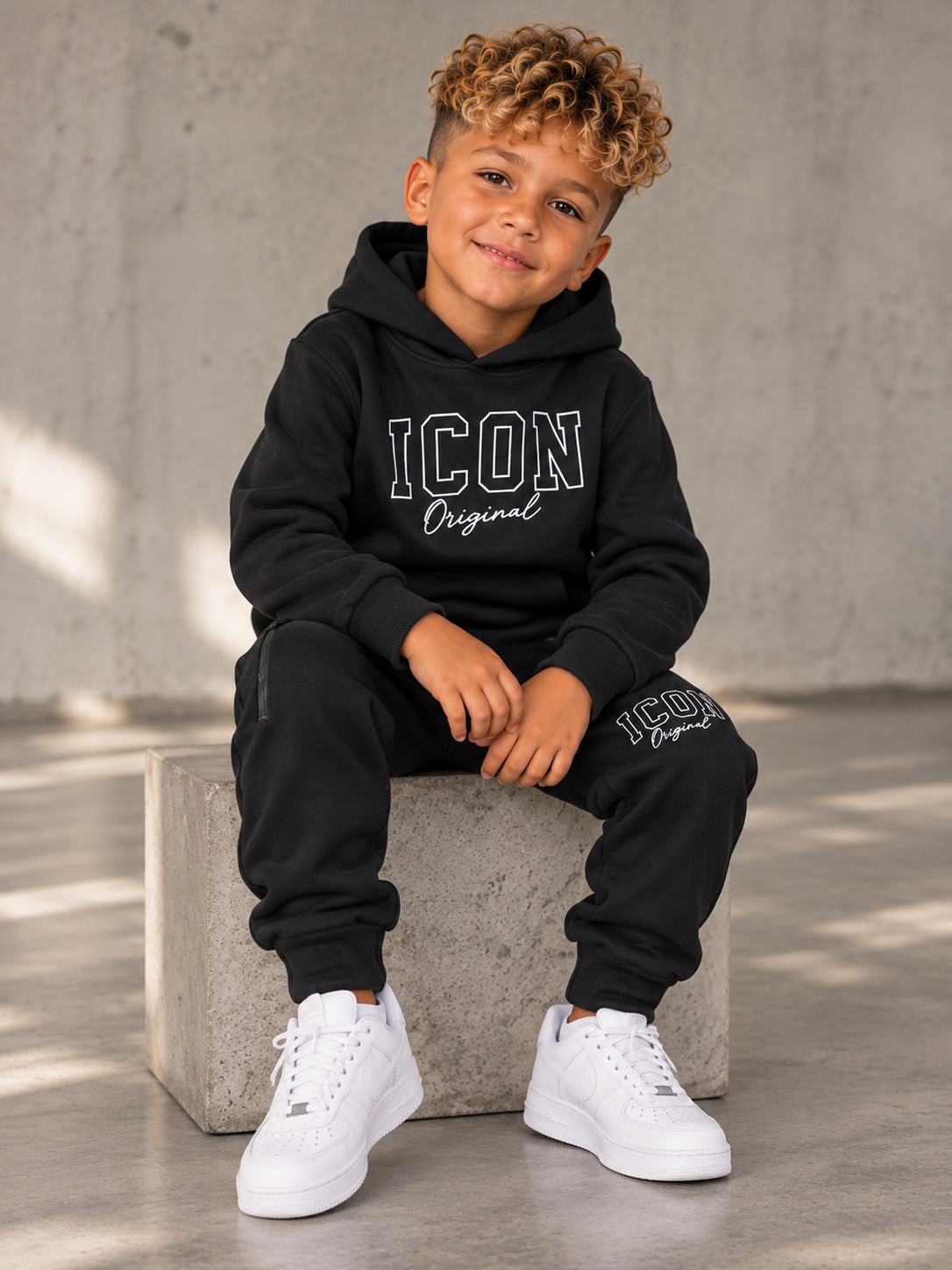 ICON Jongens Joggingpak Zwart – Hoodie & Joggingbroek | 4–14 Jaar
