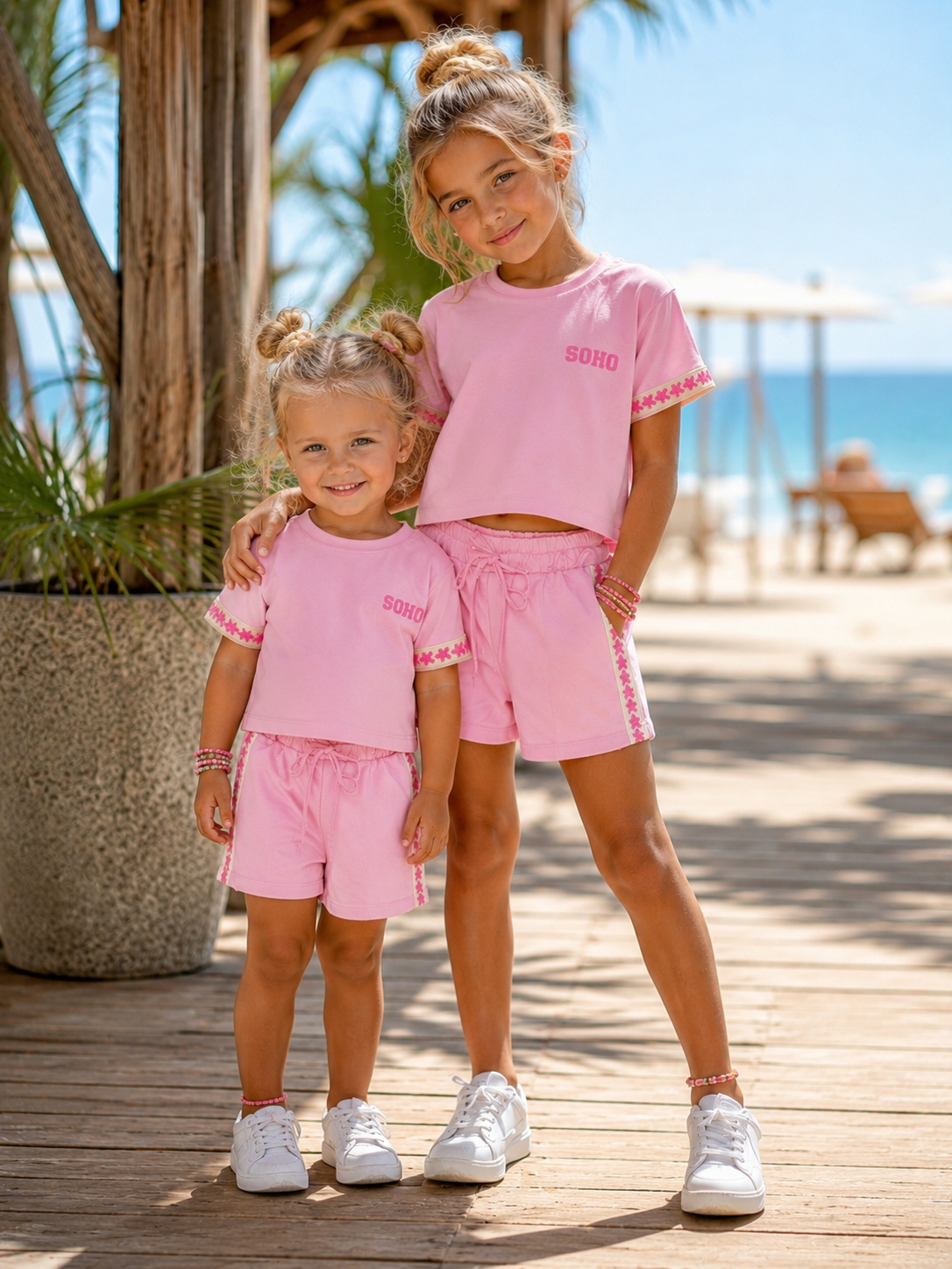 SOHO Roze Zomerset Meisje- Trendy 2-delig setje met sterren