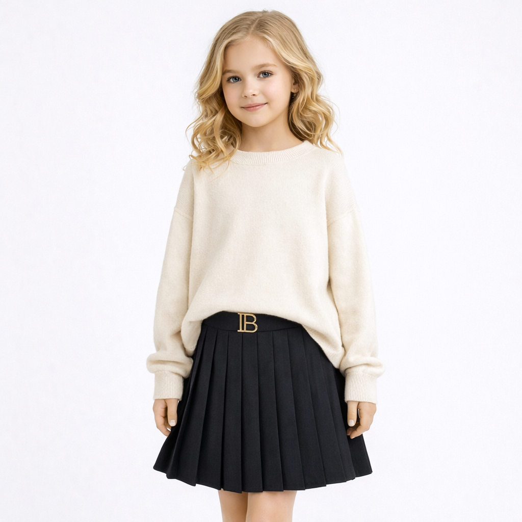 Antraciet plissé rok met gesp voor meisjes